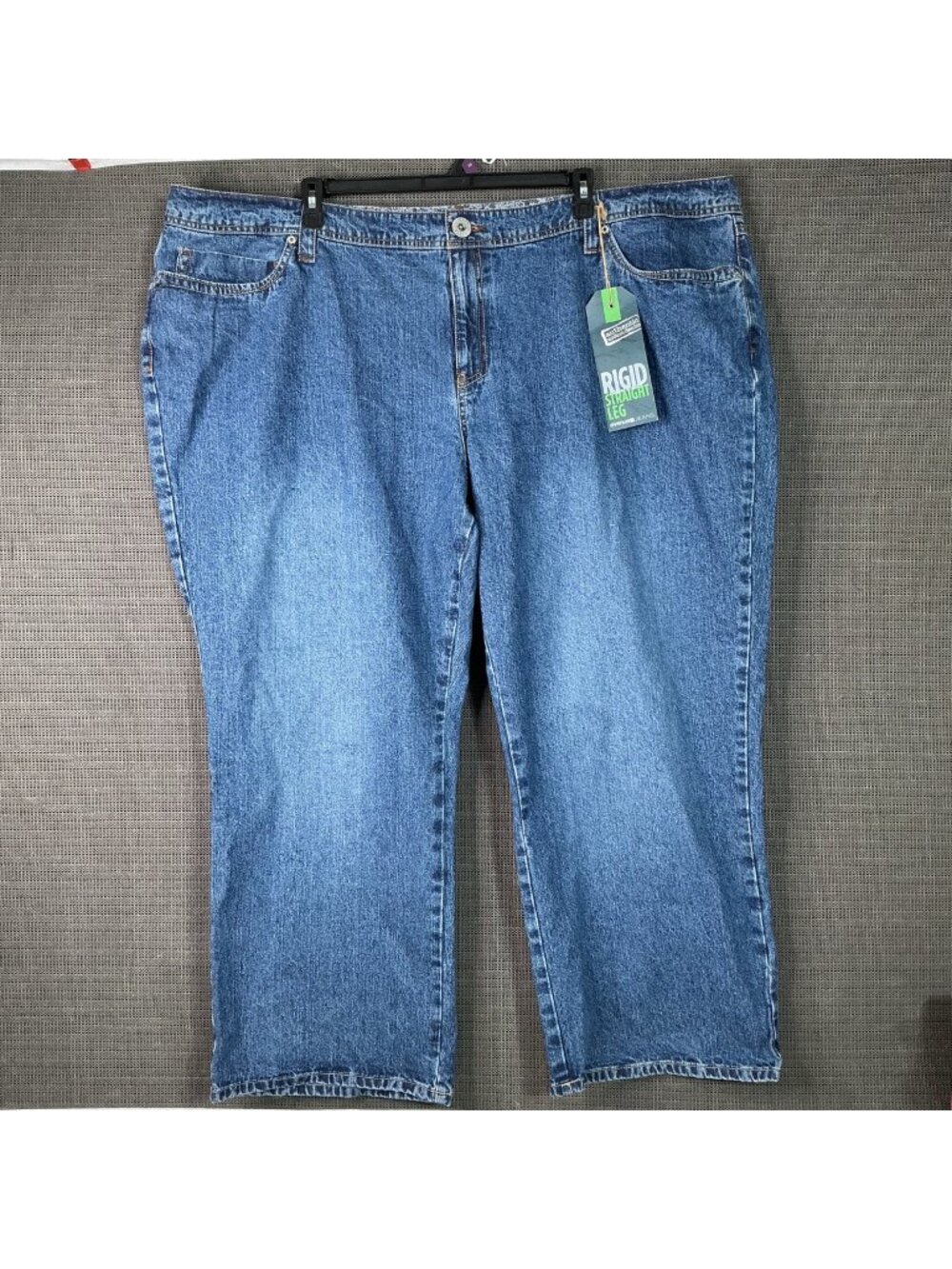 Avenue Womens Plus Size 32 Rigid Straight Leg Cotton Denim Jeans Blue